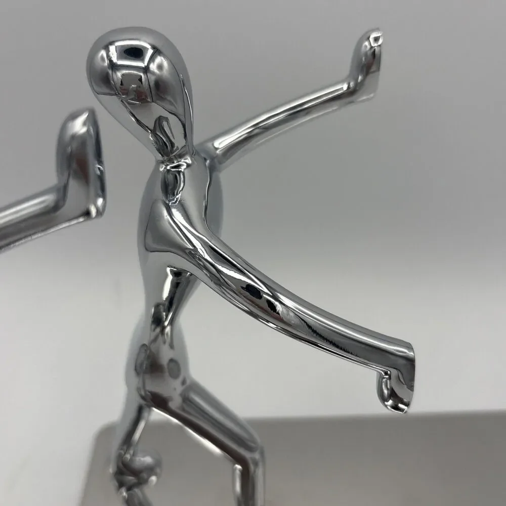 Pair of Pop Art Chrome Modern Man Abstract Figure Bookends Modernist Sculpture
